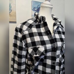 Black and White Plaid Button Down Shirt